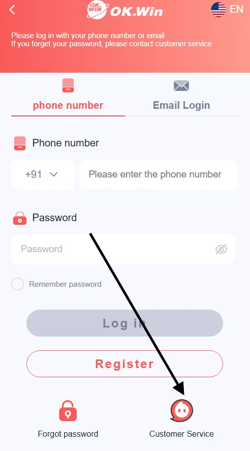 Click on customer service option